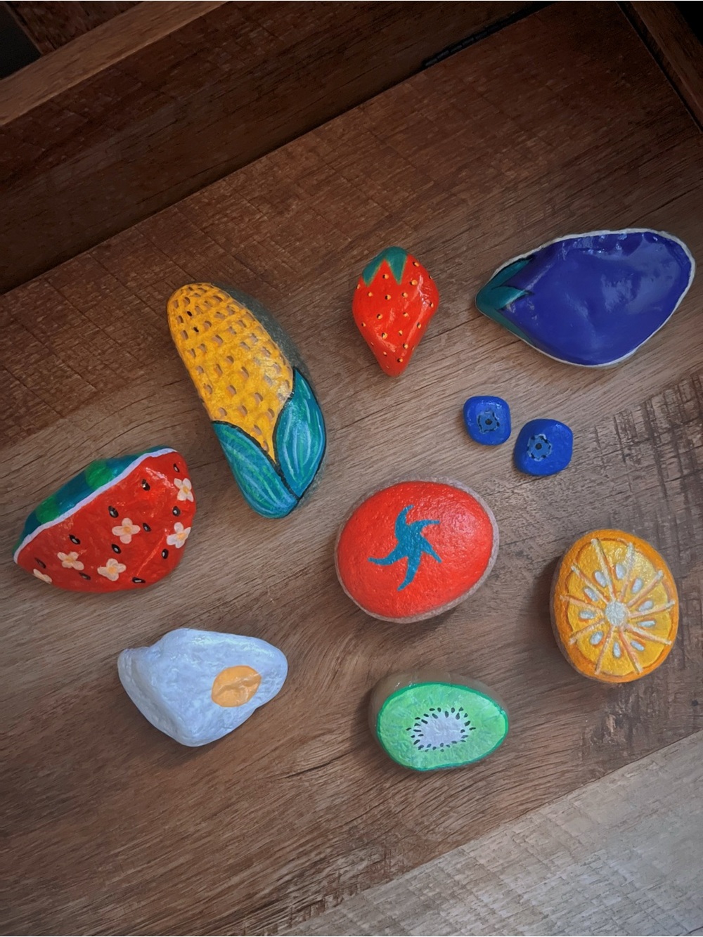 Hand-Painted Rock Food for Mud Kitchen / Indoor and Outdoor Play Fruits&Veggies